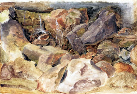 Carl Spitzweg - A small stream with boulders
