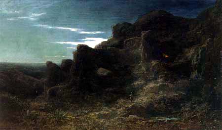 Carl Spitzweg - Nocturnal rocky landscape