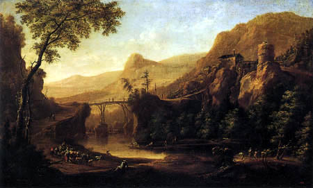 Johann Christian Alexander Thiele - Paysage avec cascade