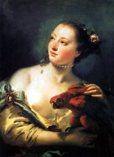 Giambattista (Giovanni Battista) Tiepolo - Donna Giovane with parrot