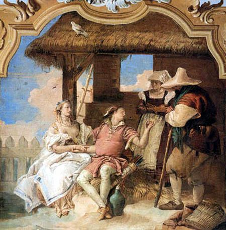 Giambattista (Giovanni Battista) Tiepolo - Angelica and Medor with the shepherds