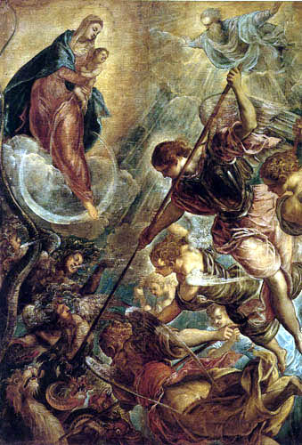 Tintoretto (Jacopo Robusti) - Kampf des Erzengels Michael mit dem Satan
