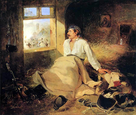 Friedrich Treml - Wounded cuirassier on the hayloft