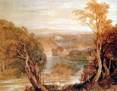 Joseph Mallord William Turner - The Wharfe river with the tower Bards