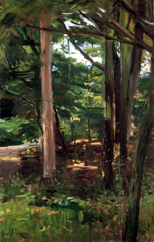 Fritz von Uhde - Wooded landscape
