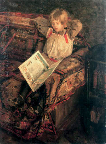 Fritz von Uhde - Lesendes Mädchen