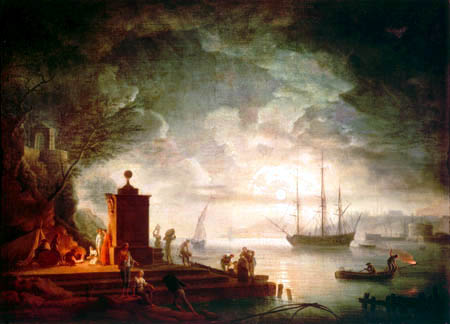 Claude-Joseph Vernet - Mondnacht am Hafen