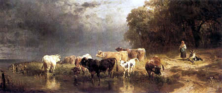 Johann Friedrich Voltz - Cows at the lake