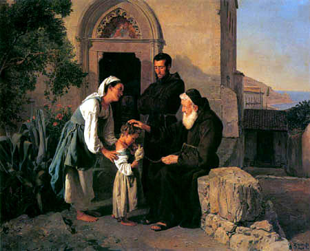 Ferdinand Georg Waldmüller - At the portal from the monastery