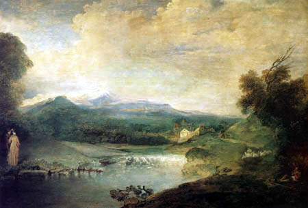 Jean-Antoine Watteau - Landscape with Waterfall