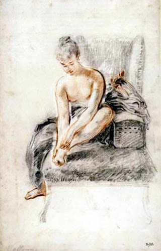 Jean-Antoine Watteau - Woman by her toilet