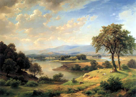 Paul Gottlieb Daniel Weber - Hudson River Landschaft