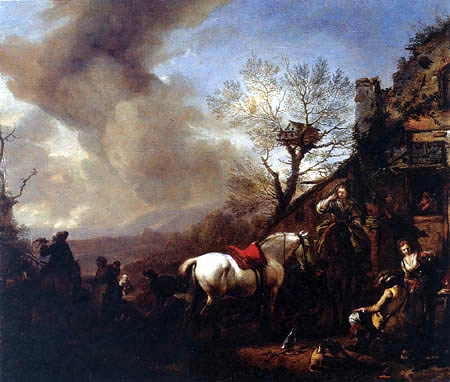 Philips Wouwermann - Chasseurs à une auberge
