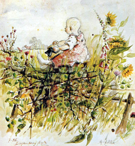 Heinrich Zille - Grete en el jardín